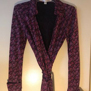 DVF long sleeve silk wrap dress